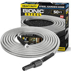 BIONIC STEEL Metal Garden Hose 50 Ft with Nozzle, 304 Stainless Steel Water Hose, 50 Ft Garden Hos