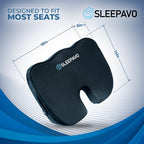 Sleepavo Office Chair Cushion - Seat Cushion for Tailbone Pain Relief - Butt Pillow for Coccyx, Sciatica, and Lower Back Pain - Orthopedic Chair Pad for Lumbar Support in Office Desk, Car, Airplane