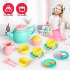 JOYIN 18PCS Pretend Play Tea Party Set Play Food Accessories BPA Free, Phthalates Free, Plastic Tea Set, Mini Kitchen for Kids, Gifts for Toddler Boys Girls Ages 3 4 5 6 Years Old