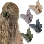 Butterfly Hair Clips 4Pcs Matte Claw Clips for Thin Hair, Cute Hair Accessories and Jaw Clips as Gifts