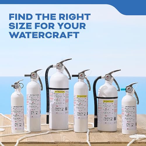 Kidde Mariner 5 Marine Fire Extinguisher for Boats, 5-B:C, 3.2 Lbs., Coast Guard Approved, Strap Bracket (Included), White