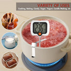 KT THERMO Digital Candy Thermometer, LCD Instant Read Food Meat Thermometer with 10" Probe and Pot Clip for Candy Making, Kitchen Accessories, Baking Tools（White）