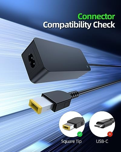 Slim Tip Charger Replacement for Lenovo ThinkPad T470 T470S T460 T460S T450 T570 T560 T550 T540p T450S T440 T440S T440P T431s Laptop, (Safety Certified by UL), 65W, 45W