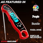 Alpha Grillers Instant Read Meat Thermometer for Cooking Grilling and Griddle Accessories Kitchen Essentials - Waterproof Backlight & Calibration, Birthday Mens Gifts Valentines Day Gifts for Him