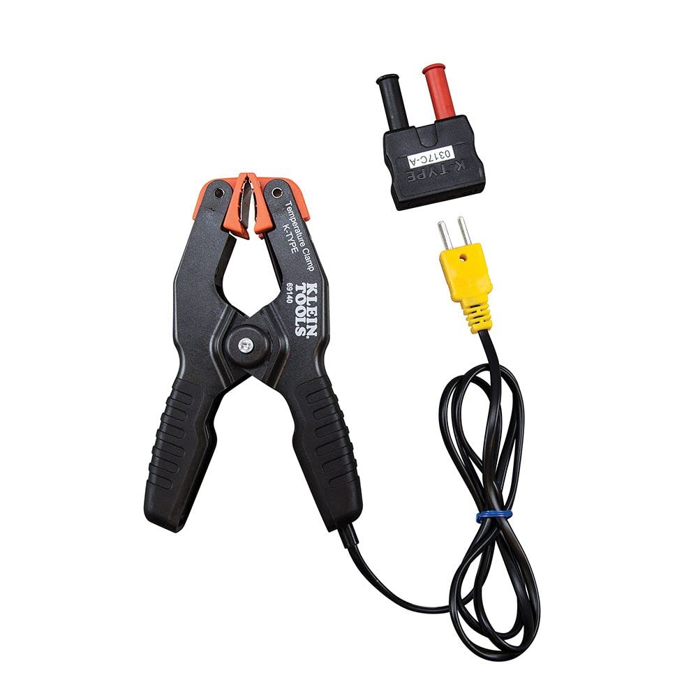 Klein Tools 69140 K-Type Thermometer, Pipe Temperature Clamp for HVAC, Measures -4 to +212 Degrees Fahrenheit