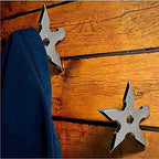 Ninja Coat Hooks 2 Pack, Darts Star Wall Mounted Hooks, Stainless Steel Clothes Hats Hanger Holder (Steel Ninja)