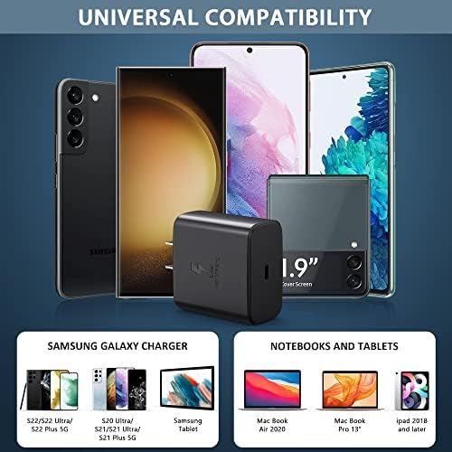 2025 New 45W Super Fast Charger USB C Android Phone Charger Fast Charging Replacement for Samsung Galaxy S25/S25 Ultra/S25+/S24 Ultra/S24/S24+/S23 Ultra/S23/S22/S20/S21/Note 10,Galaxy Tab, 6ft C Cable