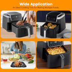 GWY Air fryer Replacement Parts for Ninja AF141 Air Fryer Pro 4-in-1 5 QT, 8.5''×8.5'' Air Fryer Grill Pan Grill Plate Crisper Plate Accessories Tray Rack with Rubber Bumpers, Dishwasher Safe