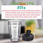 [Upgraded] Replacement 18oz Nutri Ninja Blender Cup with Sip & Seal Lid For Auto-IQ BL480, BL482, BL490, BL640, BL642, & BL680 Auto IQ Series Blenders., 2 Pack