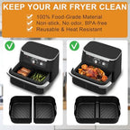 HOMELYLIFE Air Fryer Silicone Liners for Ninja DZ071 7-QT DualZone Megazone Air Fryer, 2 Pcs Liners for Dual 3.5QT Baskets and 1 Pcs Liner for 7-QT Megazone Basket, 3 Pcs Air Fryer Accessories
