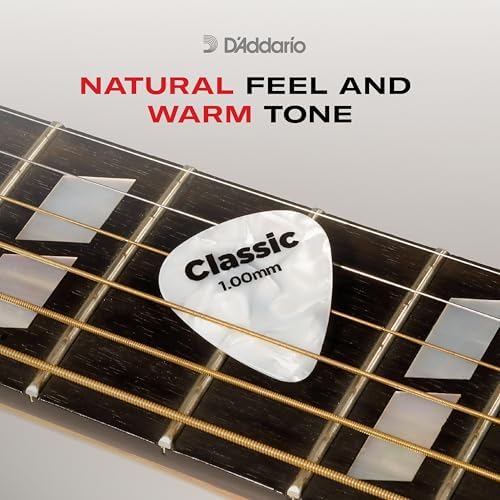 D'Addario Celluloid Guitar Picks - Guitar Accessories - Guitar Picks for Acoustic Guitar, Electric Guitar, Bass Guitar - Natural Feel, Warm Tone - Green, Medium 0.70mm, 25-pack