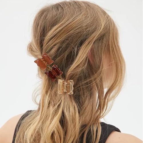 16 PCS Small Hair Clips for Women & Girls, Durable Matte Claw Clips for Thin Hair, Strong Hold Medium Hair Claw Clips, Mini Hair Clips, Cute Hair Accessories Amber Color Valentine's Day Gifts Holiday