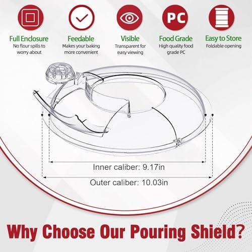 Pouring Shield for Kitchen aid Bowl Lift 6-7 Qt Stand Mixer Stainless Steel (Only) Pouring Shield for kitchenaid,Splatter Guard with Removable Pour Spout for Kitchen aid Accessories and Attachments