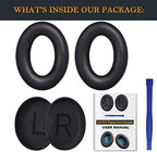 SoloWIT Replacement Earpads Cushions for Bose QuietComfort 35 (QC35) & Quiet Comfort 35 II (QC35 ii) Headphones, Ear Pads with Softer Leather, Noise Isolation Foam, Added Thickness (Black)