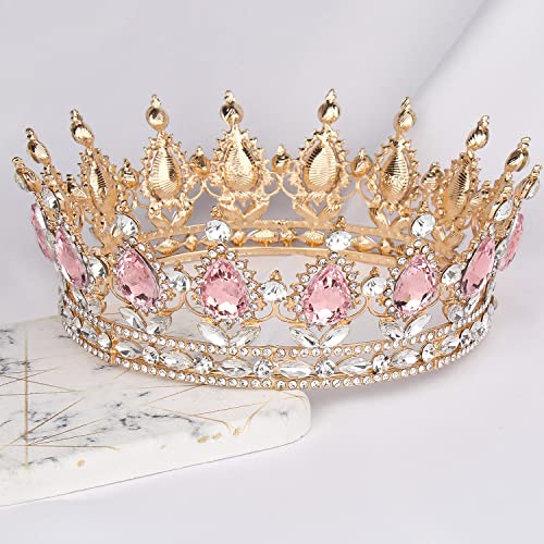 COCIDE Gold Crown for Women Crystal Wedding Tiara and Crowns for Girls Rhinestones Queen Headband Princess Hair Accessories for Big Kids Party Bridal Birthday Prom Costume Cosplay Baroque Accessory Vintage Style