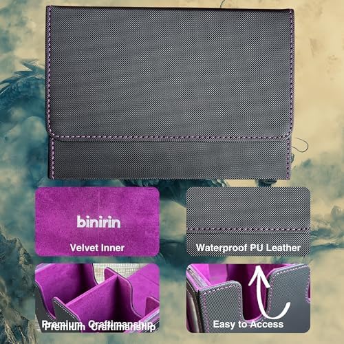 MTG Deck Box 280+ Card Storage Case, Durable Commander Deck Protector | Reinforced Shell | Portable Gaming Accessories Organizer, 2 Display Windows, for TCG Magic cards (Black&Purple)