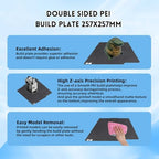 Ideaformer Double Sided Black PEI Build Plate for Bambu Lab X1/X1C/X1E/P1P/P1S/A1,Flexible Smooth Textured PEI Spring Steel Plate 257x257mm for Bambu 3D Printers