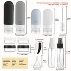 16 Pack Travel Bottles Set - TSA Approved Leak Proof Silicone Squeezable Containers for Toiletries, Conditioner, Shampoo, Lotion & Body Wash Accessories (16 pcs/Black Pack)