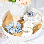 12 PCS Silk Satin Soft Blue Hair Accessories - Bridesmaid Proposal Favors with Hair Clips, Scrunchies, and Bridal Shower Gifts for Women and Girls