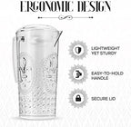 elle decor Acrylic Water Pitcher, Plastic Water Pitcher with Lid and Handle, Fridge Jug, BPA-Free, Shatter-Proof, Use for Iced Tea, Sangria, Lemonade, Juice, and Milk Beverages, 2 Liters (Clear)