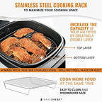 Air Fryer Rack Accessories Compatible with Chefman, Cosori, Gourmia, Instant Pot, Gowise, Paula Deen, Kalorik, Power XL, Ultrean, Nuwave® + More | 8.7 inch Air Fryer Accessory Set with Rack & Mats