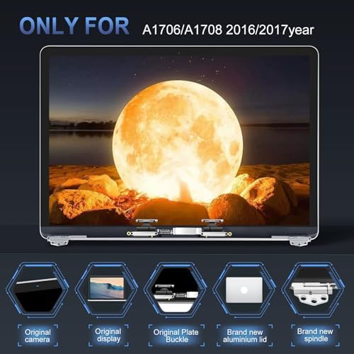 Replacement Screen 13.3" for MacBook Pro 13-inch Retina Model: A1706 A1708 Late 2016 Mid 2017 EMC 3071 EMC 3163 EMC 3164 Full LCD LED Screen Assembly Display (A1706 A1708(Silver))