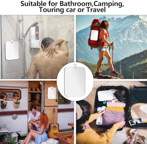 Shatterproof Shower Mirror for Shaving with Hook (X-Larger 1 Pack 8x 9 Inch)40% Cheaper Than The Original,Unbreakable Deluxe Plexiglass Makeup Mirror,Bathroom Wall Hanging,Portable Handheld Camping