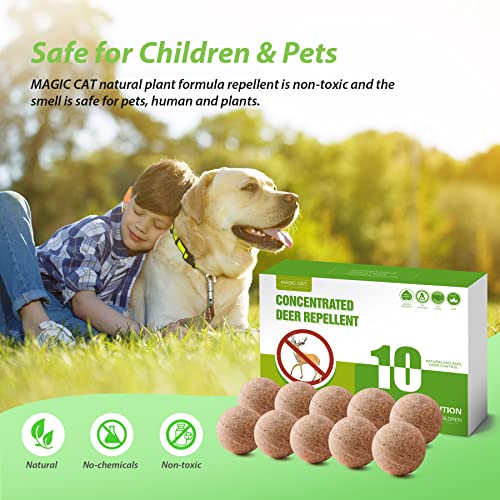 MAGIC CAT Deer Repellent Outdoor, 10 Pack Natural Peppermint Oil Deer and Rabbit Away Repellent for Plants Pet Family Safe, Deer Deterrent for Garden Yard Lawn Tree Protection