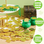 JOYIN 120 Pcs St. Patrick’s Day Gold Coins, Plastic Gold Coins Bulk with Shamrock, Leprechaun, Cauldron & Hat Patterns, St Patricks Accessories Games Gifts Decorations, Party Favors & Party Supplies
