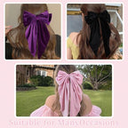 10 PCS Big Hair Bows for Women Girls,Velvet Large Hair Ribbon Bow Barrette Clips for Girls,Hair Bows with Long Tail Vintage French Hair Accessories for Women(velvet)