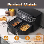 Collapsible 2-Pack Air Fryer Silicone Liners for 10QT NINJA Foodi Dual, Rectangular Air Fryer Silicone Pot, Reusable Silicone Air Fryer Basket for Air Fryer Accessories (Gray)