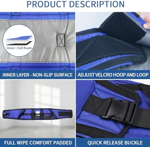 Gait Belts with Padded Handles,Transfer Belts Physical Therapy Belt for Seniors Moving, Lifting Belt Assist Patient/Elderly(Blue, X-Large)