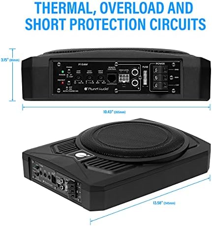 Planet Audio P10AWK Amplified Car Subwoofer - 1000 Watts, Low Profile, 10 Inch Subwoofer, 8 Gauge Amplifier Installation Kit Included. Great for Vehicles That Need Bass But Have Limited Space