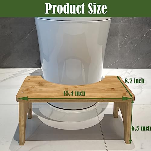 Bamboo Toilet Stool for Adults,7" Poop Stool for Bathroom, Toilet Potty Stool with Non-Slip Mat for Adults Children, Healthy Portable Toilet Potty Stool, Toilet Stool Squat Adult, Healthy Gifts