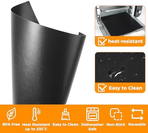 Air Fryer Accessories for Ninja Foodi SP101 Air Fryer Oven, 4pcs Black Liners and 1pack Replacement Crumb tray Pan for Ninja Digital Air Fry Countertop Oven