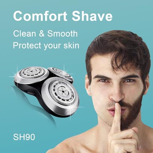 SH90 Replacement Rotary Heads for Philips Norelco Shavers Series 9000, New Version of Metal Wheel Buckle and Upgrade Double-Layer Precision Blades