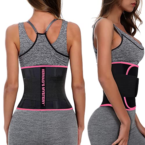 MERMAID'S MYSTERY Waist Trimmer Trainer Belt for Women Men Sport Sweat Workout Body Shaper Sauna S Pink