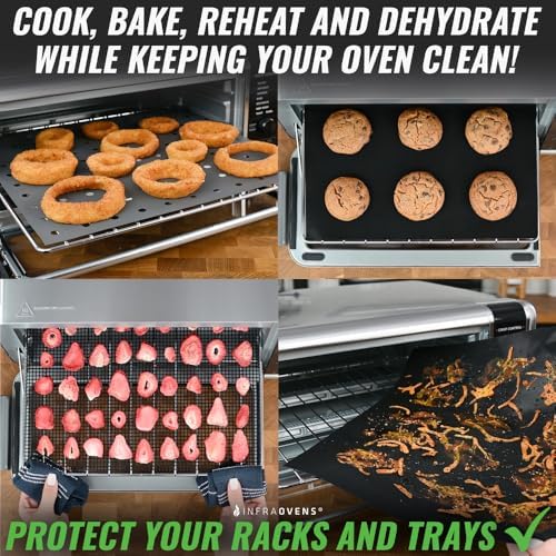 INFRAOVENS Reusable Mats Compatible with Ninja Foodi SP101 SP201 SP301 SP351, Toaster Oven Liners, Accessories for Countertop Convection Oven, Air Fryer Oven with Heat Resistant Non-Stick Liner