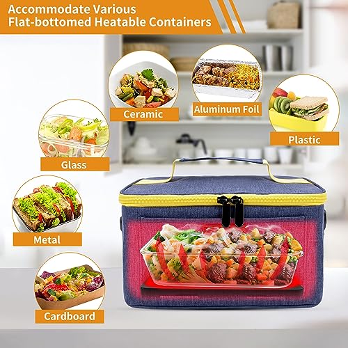 Aotto Portable Oven, 12V 24V 2-in-1 Car Food Warmer Mini Portable Microwave, Personal Heated Lunch Box Warmer for Work Reheating and Cooking Meals in Truck/Vehicle/Travel/Camping, Navy Blue