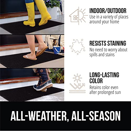 Gorilla Grip 100% Waterproof Ultra Absorbent Moisture Guard Doormat, Absorbs Up to 5.7 Cups of Water, Stain and Fade Resistant, Spiked Rubber Backing, All Weather Door Mat Captures Dirt, 35x23, Black