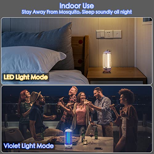 METERO Bug Zapper, Mosquito Zapper Led Light 2 in 1 for Outdoor and Indoor, Wireless Electric Bug Zappers Battery Powered Rechargeable, Insect Fly Traps Fly Zapper for Home Backyard Camping Patio