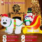 MICOCAH 7 FT Long Christmas Inflatables Snowman & Penguin on Sleigh with Polar Bear Inflatable Outdoor Christmas Decorations, Built-in LED Light Blow Ups for Yard Xmas Party Holiday Indoor Lawn Garden