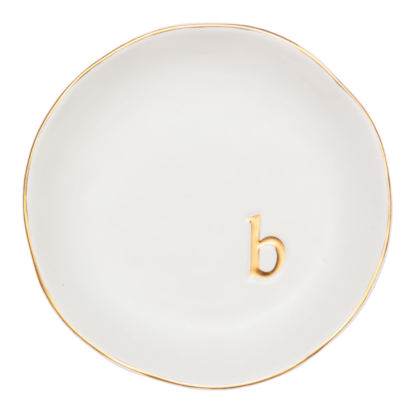COLLECTIVE HOME - Ceramic Jewelry Tray, Decorative Trinket Dish for Rings Earrings Necklaces Bracelet Watch Keys, Birthday Mother's Day for Women, 4.75", White Surface (B)