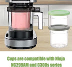 Containers Replacement for Ninja Creami Pints and Lids - 4 Pack, 16oz Cups Compatible with NC301 NC300 NC299AMZ Series Ice Cream Maker - Dishwasher Safe, Leak Proof Lids Pink/Mint/Grey/Blue