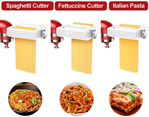 RETHONE Pasta Maker Attachment for KitchenAid Stand Mixers -3 in 1 Set Pasta Attachments includes Pasta Roller, Spaghetti Fettuccine Cutter, Pasta Machine Attachment Accessories for KitchenAid