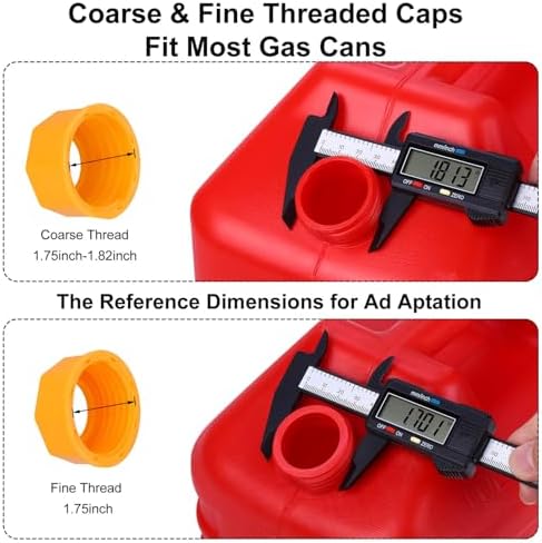 Gas Can Spout Replacement,Fuel Can Spout,Gas Tank Nozzle,Gas Can Nozzle,(3Kit-Yellow) with 3 Coarse Thread Caps & 3 Fine Thread Caps,Flexible Pour Nozzle Suitable,Built in Sealing Ring Prevent Leakage