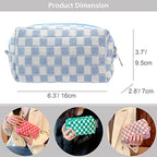 PAZIMIIK Checkered Makeup Bag for Purse Portable Zipper Make Up Pouch Small Cosmetic Case for Travel Accessories (6PCS Blue)