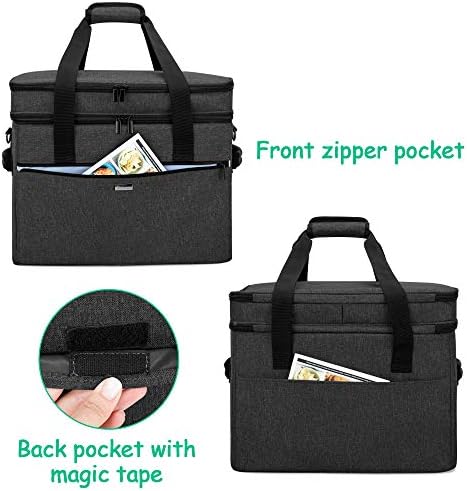 YARWO Large Slow Cooker Travel Bag Compatible with Crock-Pot/Hamilton Beach 8-10 Quart, Double Layers Slow Cooker Carrier Case for Kitchen Appliance and Accessories, Upgraded Version, Black (Bag Only)