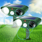 2 Pack Solar Animal Repellent Ultrasonic Outdoor Skunk Repellent for Yard with Motion Sensor Strobe Light Waterproof Deer Repellent Devices for Cat Dog Raccoon Skunk Squirrel Rabbit Fox and More