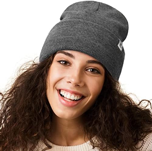 YANIBEST Womens Satin Lined Knit Beanie Hat Acrylic Winter Hats for Women Men Silk Lining Soft Slouchy Warm Cuffed Beanie Hat